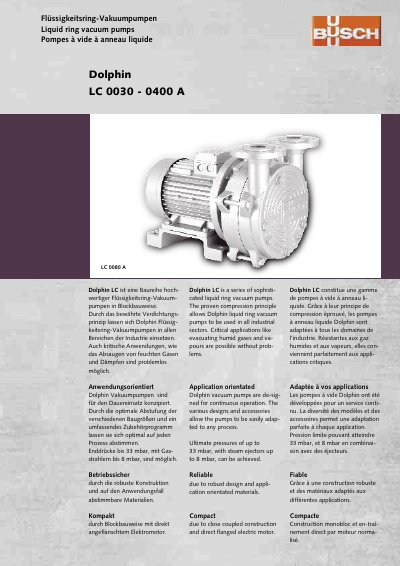Busch LC 0030-0400 A technology data - cover page