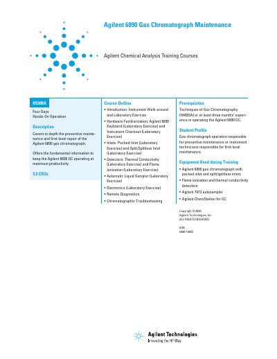 Agilent 6890 Maintenance (H5308A) handbook - cover page