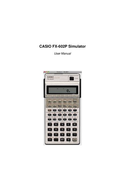 Casio FX-602P Simulator User Manual - cover page