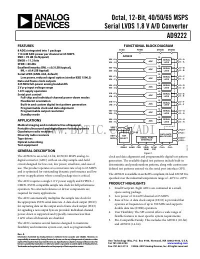 Analog Devices AD9222 Datasheet