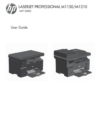HP LaserJet Professional M1130/M1210 MFP Series User Guide - cover page