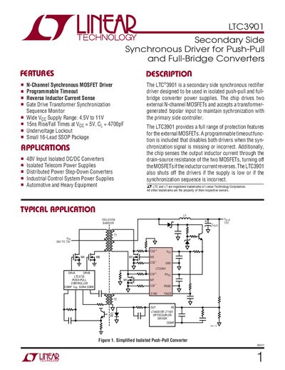 Linear Technology LTC3901 Synchronous Driver Datasheet