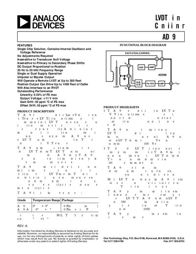 Analog Devices AD598 Datasheet