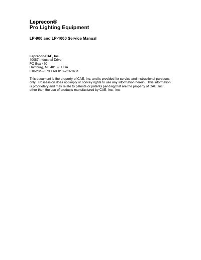 Leprecon LP-900/1000 Service Manual - cover page