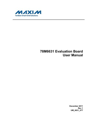 Maxim 78M6631 Evaluation Board User Manual - cover page