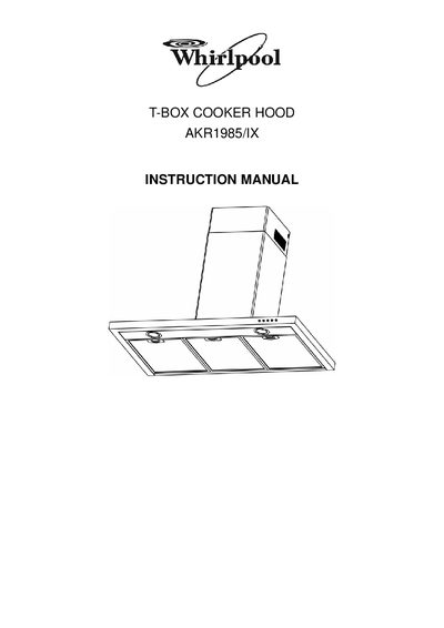Whirlpool AKR1985/IX Cooker Hood Instruction Manual - cover page