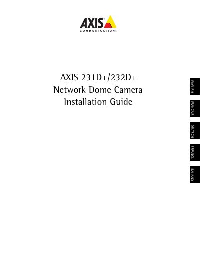 Axis 231D+/232D+ Network Dome Camera Installation Guide - cover page