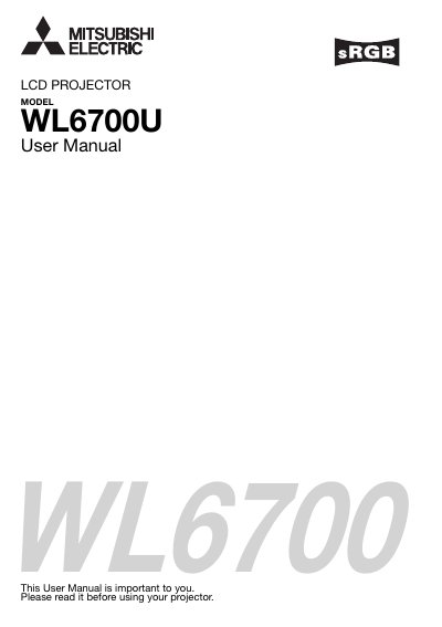 Mitsubishi Electric WL6700U Projector User Manual