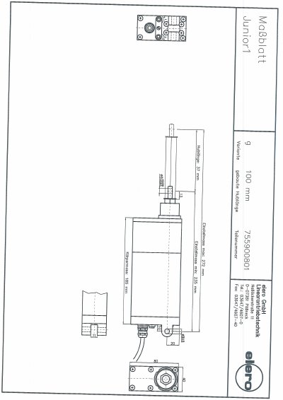 elero GS0400 Linear Actuator Technical Data Sheet - cover page