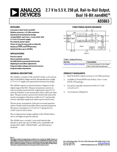Analog Devices AD5663 Datasheet
