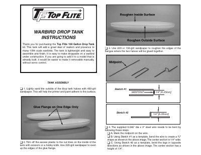 Top Flite DT18P01 Warbird Drop Tank Assembly and Installation Instructions - cover page