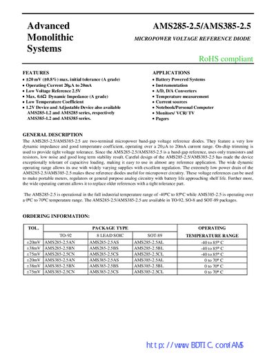 RoHS compliantAMS285-2.5/AMS385-2.5 handbook  - cover page