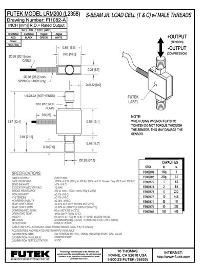FUTEK LRM200 Load Cell Handbook - cover page