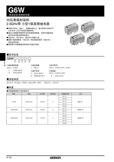 G6W Surface-Mount High-Frequency Relay Manual - cover page