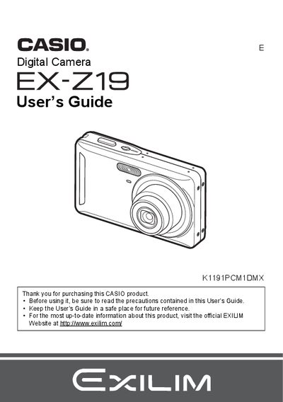 Casio EX-Z19 Digital Camera User's Guide - cover page