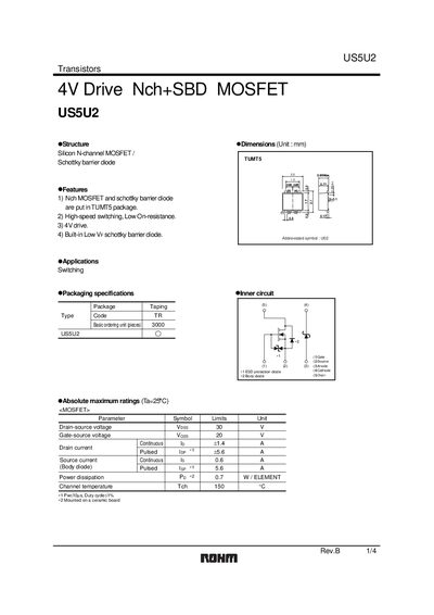 ROHM US5U2 N-Channel MOSFET Datasheet - cover page