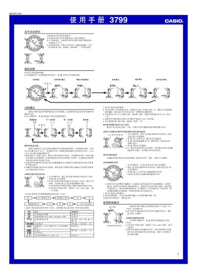 Casio 3799 1MA0505-CkA Watch User Manual - cover page