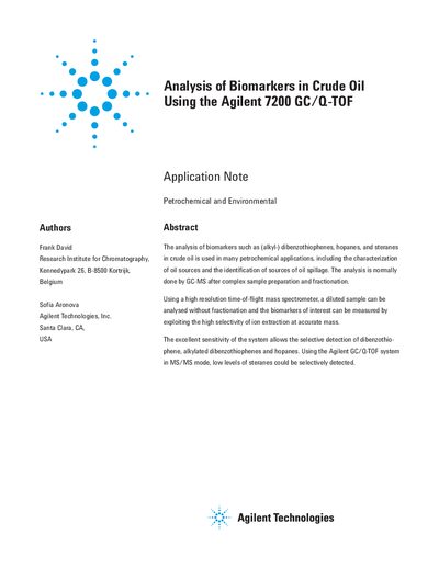 Agilent 7200 GC/Q-TOF Application Note: Analysis of Biomarkers in Crude Oil - cover page