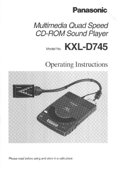 Panasonic KXL-D745 Multimedia Quad Speed CD-ROM Sound Player Operating Instructions - cover page