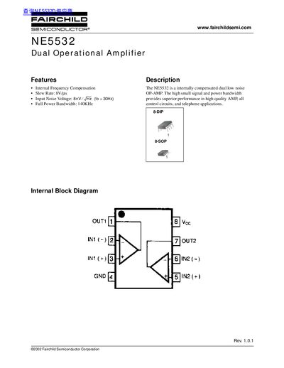 Fairchild NE5532 Dual Operational Amplifier Datasheet - cover page