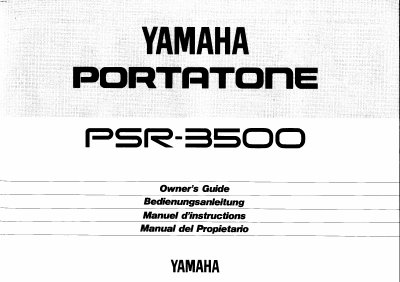 Yamaha PSR-3500 PortaTone Owner's Guide - cover page