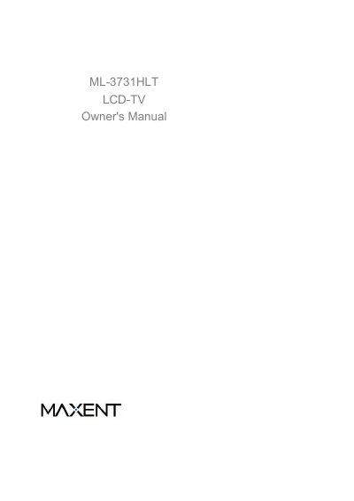 Maxent ML-3731HLT LCD-TV Owner's Manual - cover page