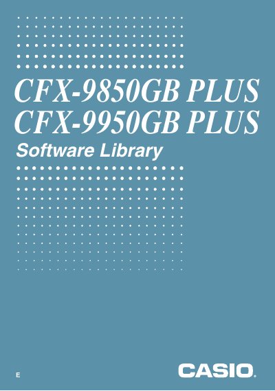 Casio CFX-9850GB PLUS/CFX-9950GB PLUS Software Library User Guide - cover page