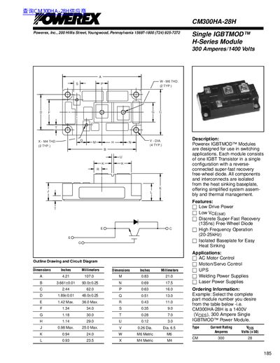 Powerex CM300HA-28H IGBTMOD H-Series Module Datasheet - cover page