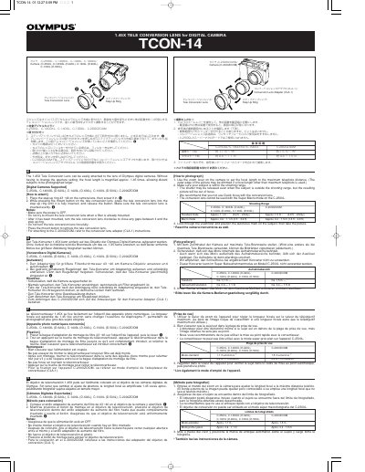 Olympus TCON-14 1.45X Tele Conversion Lens User Manual - cover page