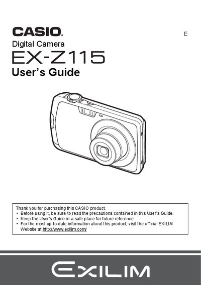 Casio EX-Z115 Digital Camera User's Guide - cover page