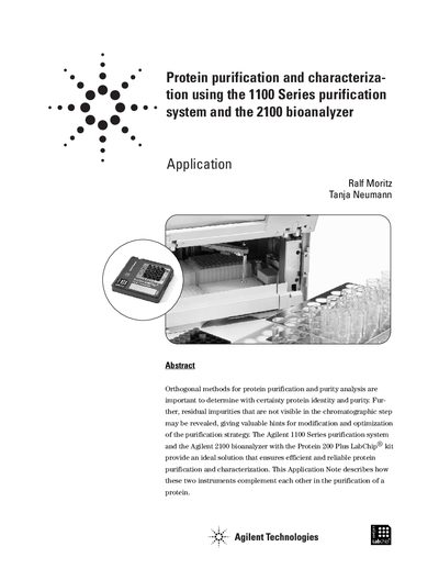 Agilent 1100 Series and 2100 Bioanalyzer Protein Purification Application Note - cover page