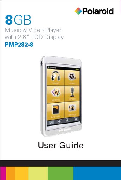 Polaroid PMP282-8 Music & Video Player User Guide - cover page