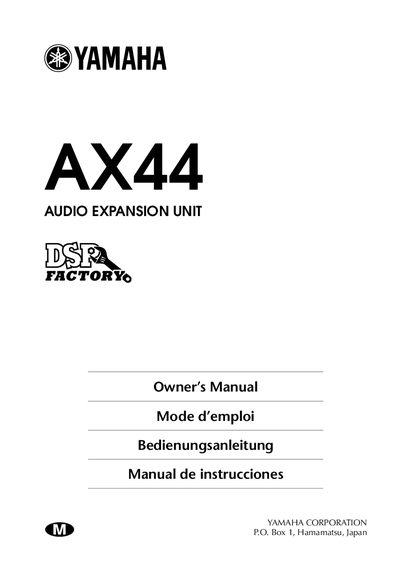 Yamaha AX44 Audio Expansion Unit Owner's Manual