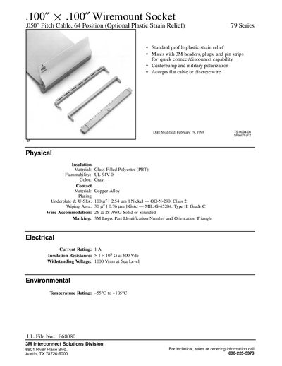 3M 79 Series Wiremount Socket Datasheet - cover page