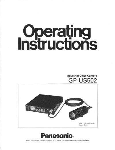 Panasonic GP-US502 Industrial Color Camera Operating Instructions - cover page