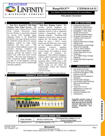 Microsemi LXM1614-14-11 Datasheet - cover page