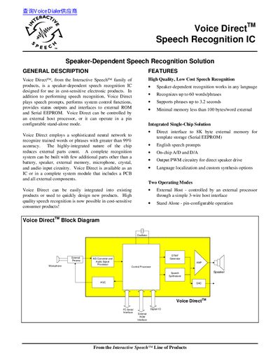 Keely Voice Direct Speech Recognition IC Datasheet - cover page