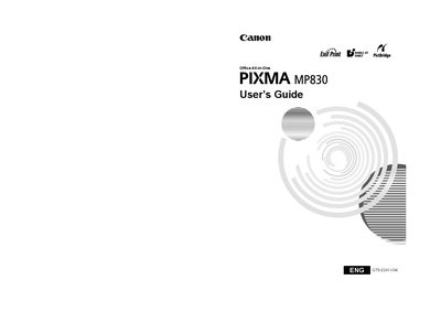 Canon MP830 All-in-One Printer User Manual - cover page
