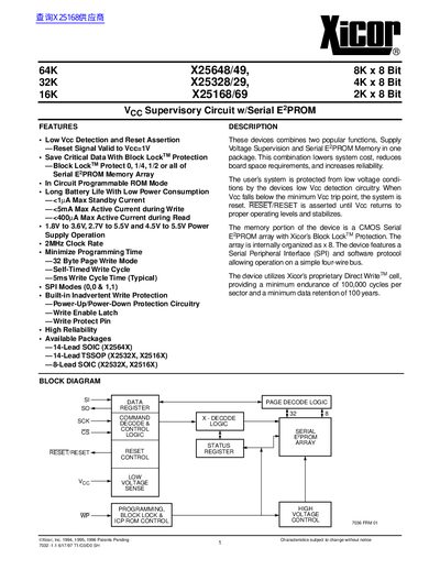 Xicor X25648/49 Serial EEPROM Datasheet - cover page