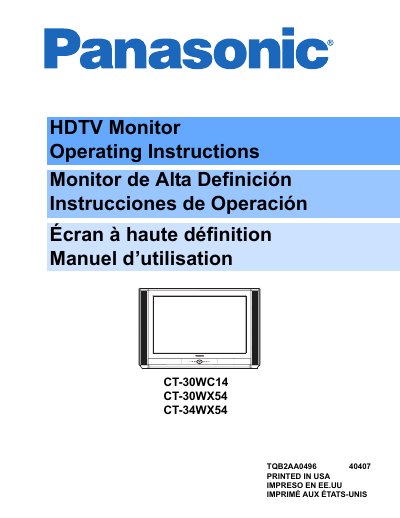 Panasonic CT-30WC14 CT-30WX54 CT-34WX54 Manual - cover page