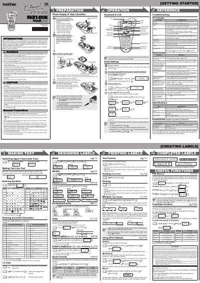 Brother PT-6100 Label Maker User's Guide - cover page
