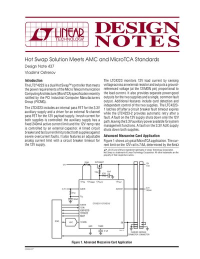 Linear Technology LTC4223 Hot Swap Controller Design Note 437 - cover page