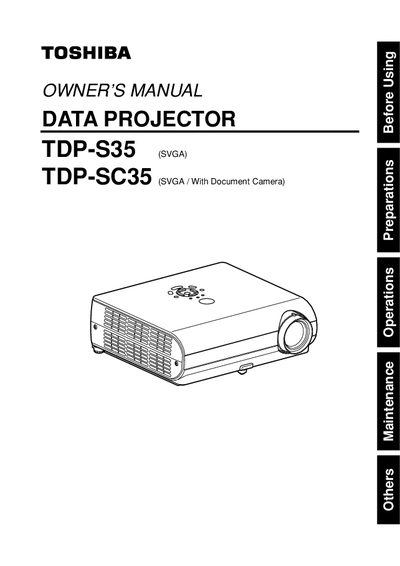 Toshiba TDP-S35/TDP-SC35 Data Projector Owner's Manual - cover page