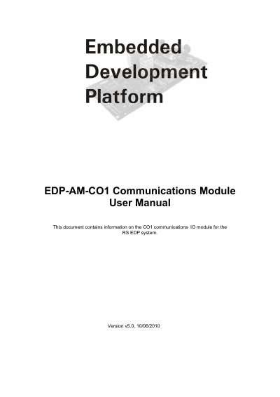 Electrocomponents EDP-AM-CO1 Communications Module User Manual - cover page