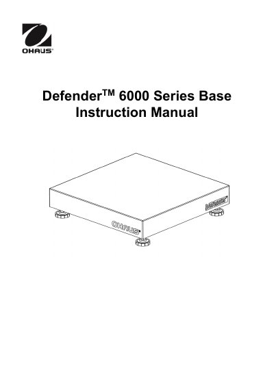 OHAUS Defender Series Base Instruction Manual - cover page