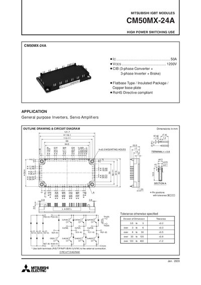 Mitsubishi CM50MX-24A IGBT Module Datasheet - cover page