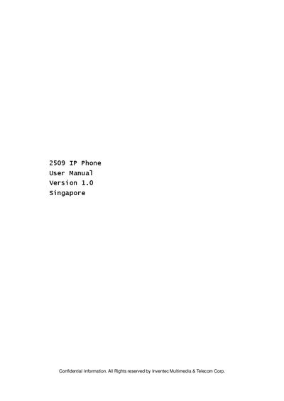 Inventec 2509 IP Phone User Manual - cover page