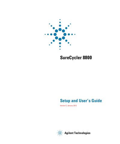 Agilent Technologies SureCycler 8800 Setup User guide - cover page