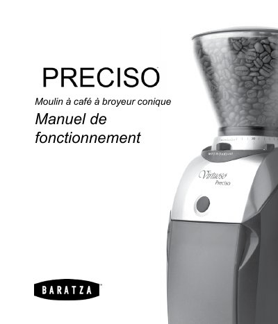 Baratza Preciso Coffee Grinder Operations Manual - cover page