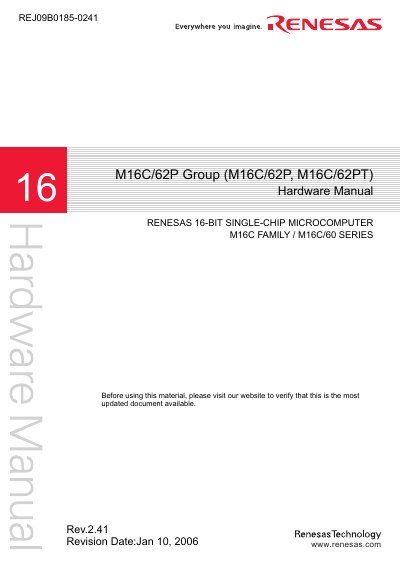 RENESAS M16C/62P Group (M16C/62P M16C/62PT) Hardware Manual